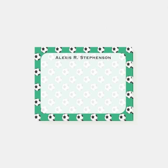 Notas Post-it® Monograma Futbol Balls Shamrock Green (Anverso)