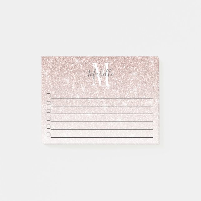 Notas Post-it® Monograma Glam Purpurina Sparkle (Anverso)