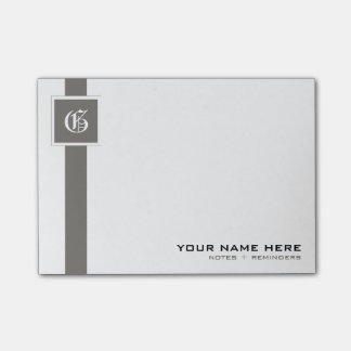 Notas Post-it® Monograma gris y blanco profesional de la raya