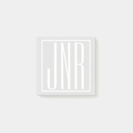 Notas Post-it® Monograma inicial | Gris blanco y muy claro