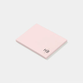 Notas Post-it® Monograma inicial moderno femenino rosa y negro
