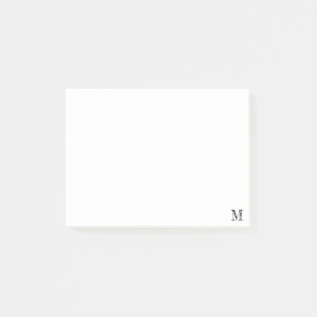Notas Post-it® Monograma inicial negro simple (Anverso)