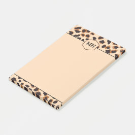 Notas Post-it® Monograma Leopardo Imprimir animal negro marrón mo