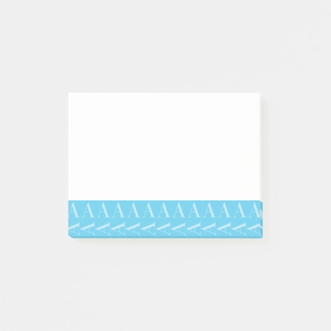 Notas Post-it® Monograma Letra inicial A, Aqua Blue (Anverso)