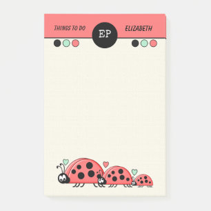 Notas Post-it® Monograma lindos pájaros con nombres que hacer