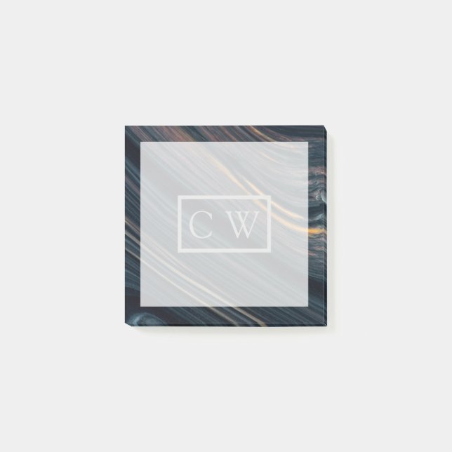 Notas Post-it® Monograma| Mahogany Goldsheen Obsidian (Anverso)