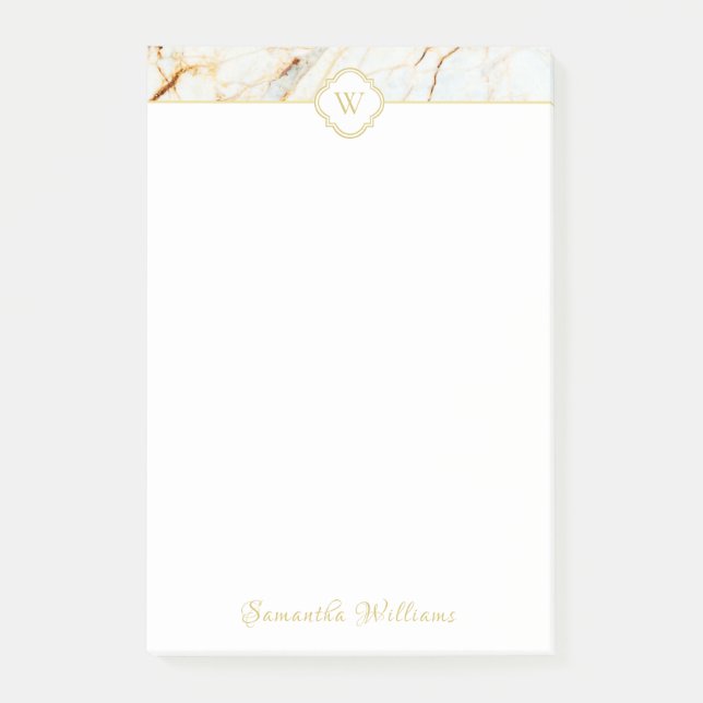 Notas Post-it® Monograma Marble Elegant Name Post-it® Notes 4 x 6 (Anverso)