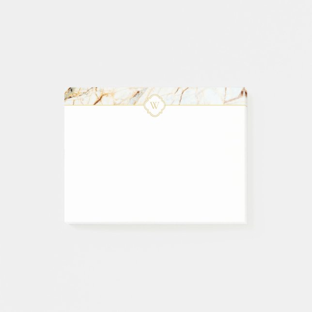 Notas Post-it® Monograma Marble Elegant White Gold Notes (Anverso)