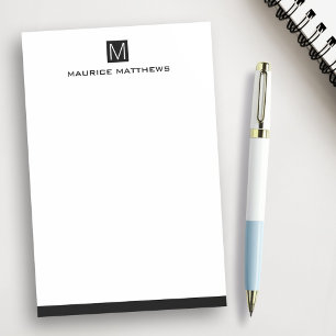 Notas Post-it® Monograma masculino moderno nombre cuadrado negro