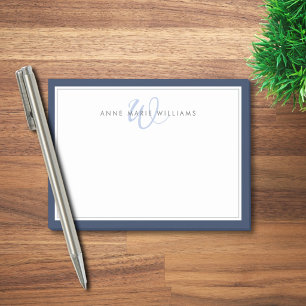 Notas Post-it® Monograma minimalista de dos bordes en azul marino