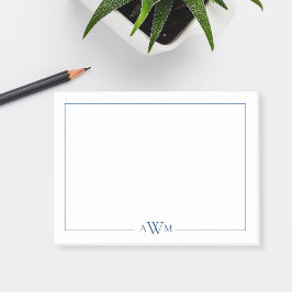Notas Post-it® Monograma minimalista de tres letras en azul