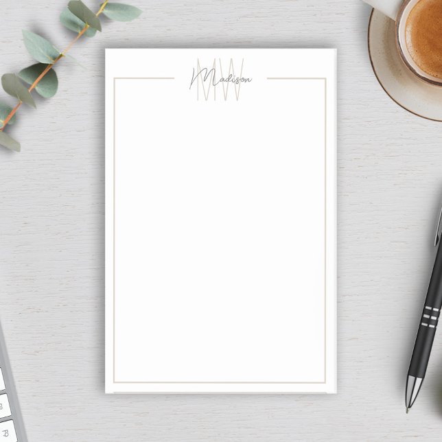 Notas Post-it® Monograma Minimalista moderno (Modern Minimalist Monogram Post-it Notes by MINTIC DESIGN STUDIO)