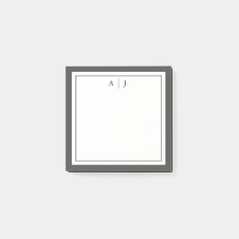 Notas Post-it® Monograma minimalista negro y blanco de dos bordes