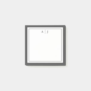 Notas Post-it® Monograma minimalista negro y blanco de dos bordes
