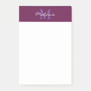 Notas Post-it® Monograma Moderna Rosa Fucsia y Lavanda