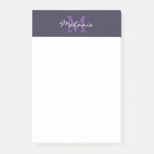Notas Post-it® Monograma moderno azul índigo y lavanda