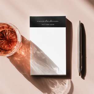 Notas Post-it® Monograma moderno de caligrafía en blanco y negro