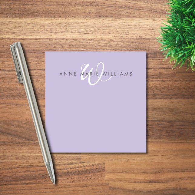 Notas Post-it® Monograma moderno de lavanda con letra blanca (Subido por el creador)