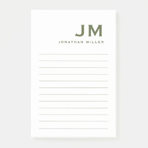 Notas Post-it® Monograma moderno de moda Minimalista en línea