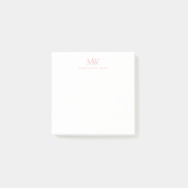 Notas Post-it® Monograma moderno elegante simple rosa