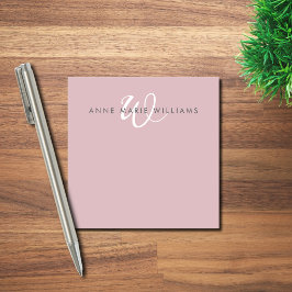 Notas Post-it® Monograma moderno en blanco con escritura de lila