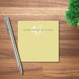 Notas Post-it® Monograma moderno en escritura blanca Chartreuse