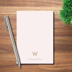 Notas Post-it® Monograma moderno en rosa dorado y letra script