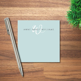 Notas Post-it® Monograma moderno en verde azulado y blanco