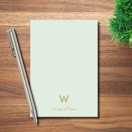 Notas Post-it® Monograma moderno en verde salvia dorado
