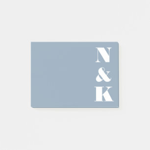 Notas Post-it® Monograma moderno minimalista azul polvoriento per