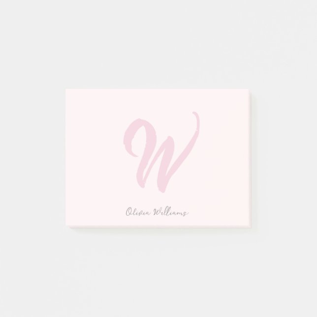 Notas Post-it® Monograma moderno rosado de Rubor (Anverso)