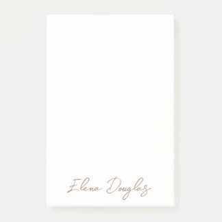 Notas Post-it® Monograma moderno Taupe mínimo manuscrito Beige