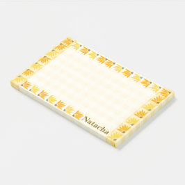 Notas Post-it® Monograma mostaza fondo floral Arte colorido