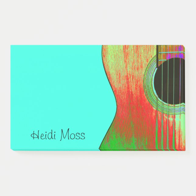 Notas Post-it® Monograma musical Guitarra verde Verde azulada (Anverso)