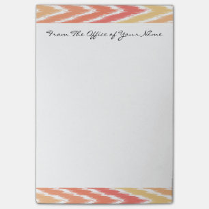 Notas Post-it® Monograma Naranja Ombre Ikat Chevron Zig Zag Patr