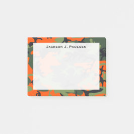 Notas Post-it® Monograma Naranja, Verde, Camuflaje Negro