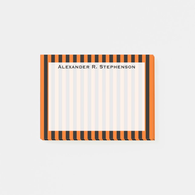 Notas Post-it® Monograma Naranja vertical de Halloween / banda ne (Anverso)