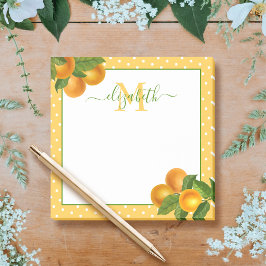 Notas Post-it® Monograma naranjas cítricas puntos acuarela rústic