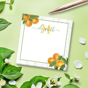 Notas Post-it® Monograma naranjas rústicos cítricos acuarela made