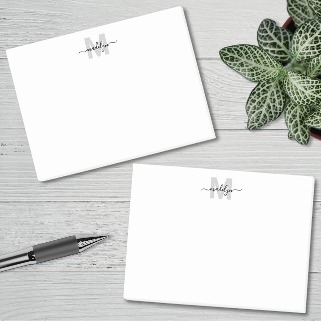 Notas Post-it® Monograma Negro Blanco (Black White Monogram Post-it Notes)