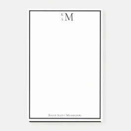 Notas Post-it® Monograma Negro Blanco Profesional Elegante 