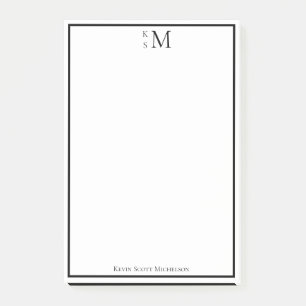 Notas Post-it® Monograma Negro Blanco Profesional Elegante