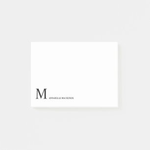 Notas Post-it® Monograma negro Minimalista clásico y moderno