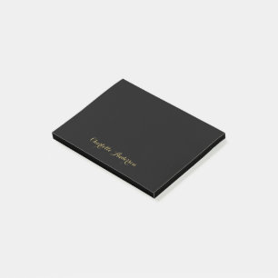 Notas Post-it® Monograma Negro Oro Moderno Minimalista