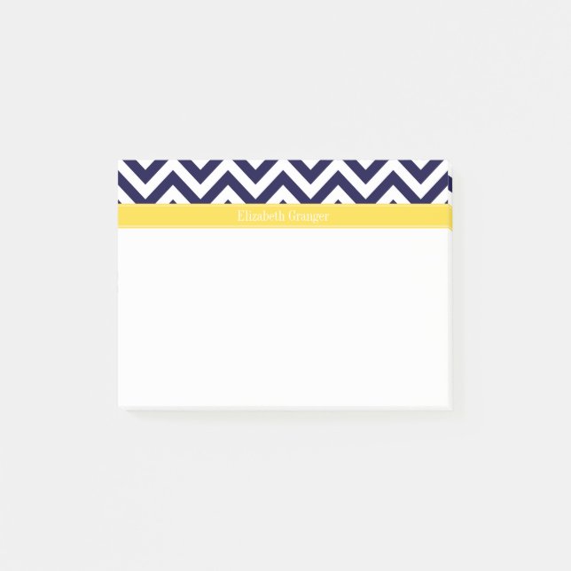 Notas Post-it® Monograma Nombra de piña Azul Lg Chevron (Anverso)