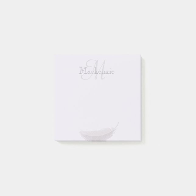 Notas Post-it® Monograma Nombre personalizado Angel Feather Lilac (Anverso)