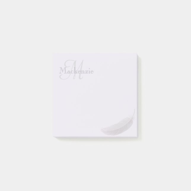 Notas Post-it® Monograma Nombre personalizado Angel Feather Lilac (Anverso)
