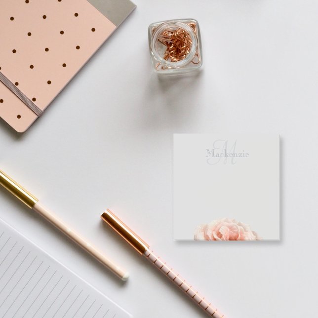 Notas Post-it® Monograma Nombre personalizado Floral Rubor Rosa R (Subido por el creador)