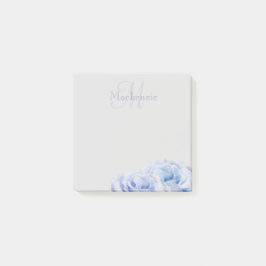 Notas Post-it® Monograma Nombre personalizado Pastel Lilac Rosas 