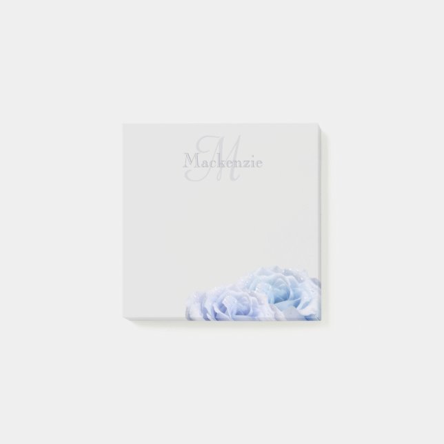 Notas Post-it® Monograma Nombre personalizado Pastel Lilac Rosas  (Anverso)
